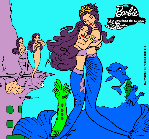 Dibujo Barbie sirena y la reina sirena pintado por LEIRENAZA