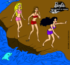 Dibujo Barbie y sus amigas en la playa pintado por profesora