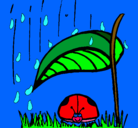 Dibujo Mariquita protegida de la lluvia pintado por TETE