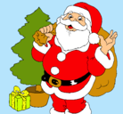 Dibujo Santa Claus y un árbol de navidad pintado por evithaexplosion