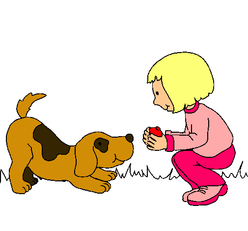 Dibujo Niña y perro jugando pintado por Nyyh