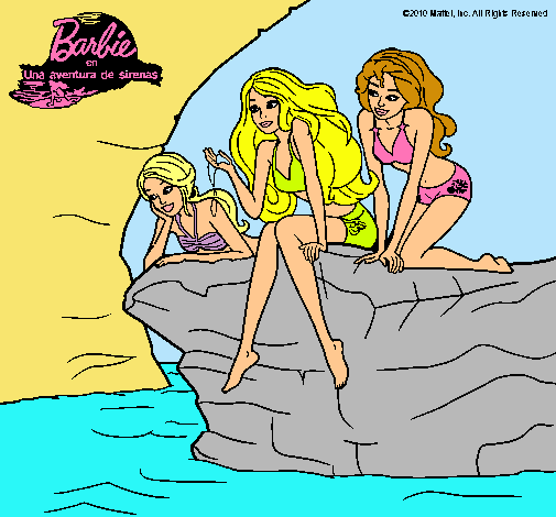 Dibujo Barbie y sus amigas sentadas pintado por xuliyah99