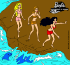 Dibujo Barbie y sus amigas en la playa pintado por LIDITA