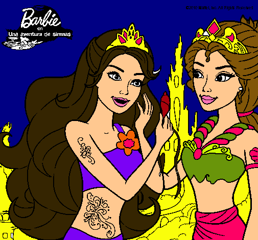 Dibujo Barbie se despiede de la reina sirena pintado por criistiina