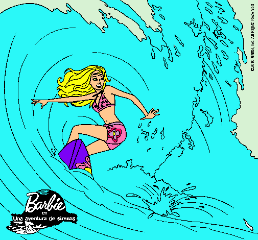 Dibujo Barbie practicando surf pintado por xuliyah99