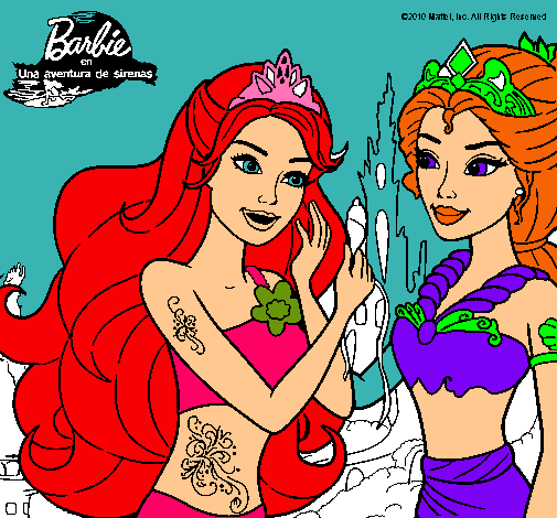 Dibujo Barbie se despiede de la reina sirena pintado por loveanime 