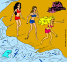 Dibujo Barbie y sus amigas en la playa pintado por beiiiiiiiiiiiii