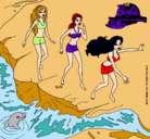 Dibujo Barbie y sus amigas en la playa pintado por SuperStar