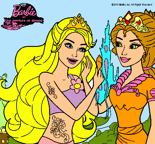 Dibujo Barbie se despiede de la reina sirena pintado por xuliyah99