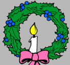 Dibujo Corona de navidad y una vela pintado por c4r0l1n4