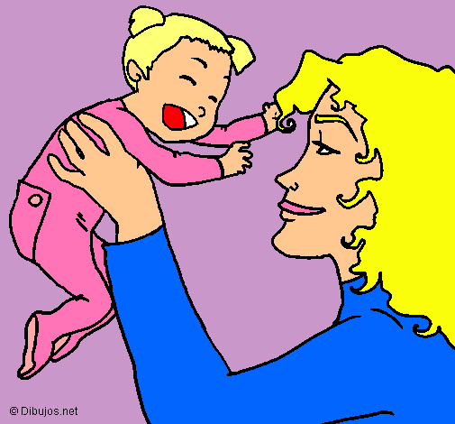 Dibujo Madre con su bebe pintado por cloe