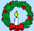 Dibujo Corona de navidad y una vela pintado por paolabonix