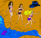 Dibujo Barbie y sus amigas en la playa pintado por 1234