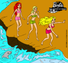 Dibujo Barbie y sus amigas en la playa pintado por raquelita