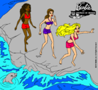 Dibujo Barbie y sus amigas en la playa pintado por albeta_ireneta