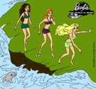 Dibujo Barbie y sus amigas en la playa pintado por yocelin