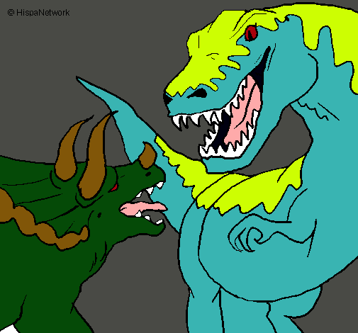 Dibujo Lucha de dinosaurios pintado por diego84