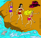 Dibujo Barbie y sus amigas en la playa pintado por alis