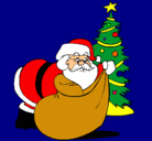 Dibujo Papa Noel repartiendo regalos pintado por makarena2000