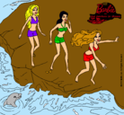 Dibujo Barbie y sus amigas en la playa pintado por inesita