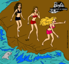 Dibujo Barbie y sus amigas en la playa pintado por playa