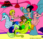 Dibujo Sirenas y caballitos de mar pintado por eider