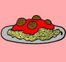 Dibujo Espaguetis con carne pintado por elsa