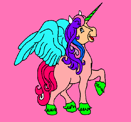 Dibujo Unicornio con alas pintado por Alejita