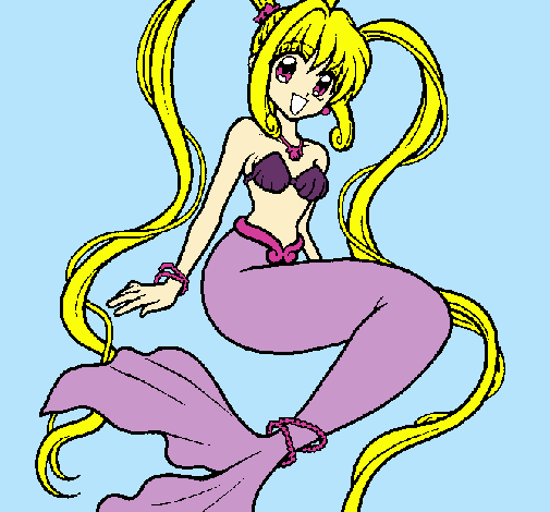 Dibujo Sirena con perlas pintado por ellmossa