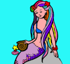 Dibujo Sirena con caracola pintado por ANDREA5