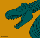 Dibujo Esqueleto tiranosaurio rex pintado por leonardo