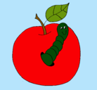 Dibujo Manzana con gusano pintado por Nahomy