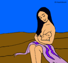 Dibujo Madre con su bebe pintado por estreya