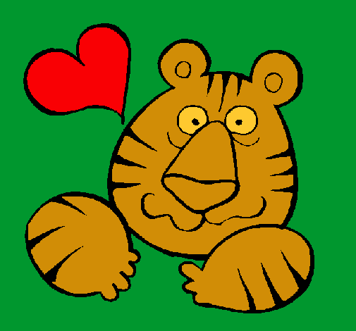 Dibujo Tigre loco de amor pintado por amalia