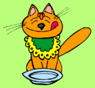 Dibujo Gato comiendo pintado por camuri