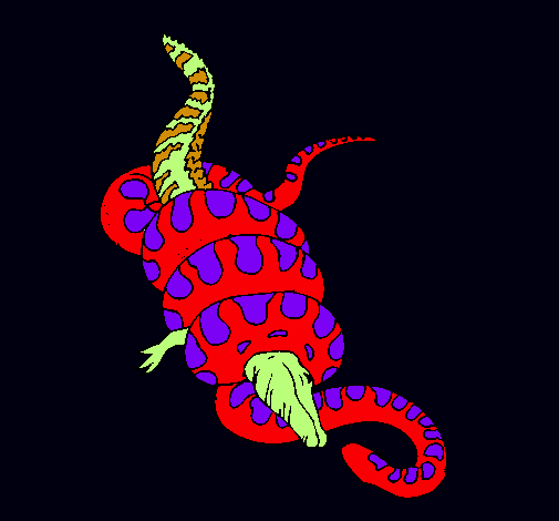 Dibujo Anaconda y caimán pintado por gauna