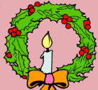 Dibujo Corona de navidad y una vela pintado por marihunilemache