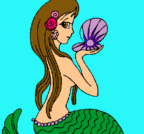 Dibujo Sirena y perla pintado por anivegas