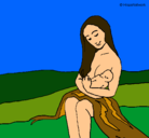 Dibujo Madre con su bebe pintado por caro_