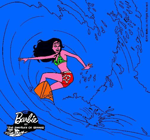 Dibujo Barbie practicando surf pintado por DORAYBOTAS