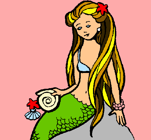 Dibujo Sirena con caracola pintado por antia