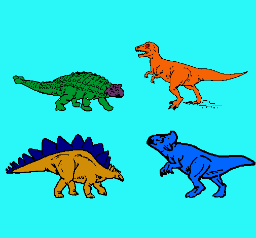 Dibujo Dinosaurios de tierra pintado por trescuernos