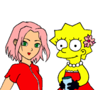 Dibujo Sakura y Lisa pintado por raque