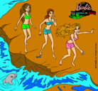 Dibujo Barbie y sus amigas en la playa pintado por Dracujana