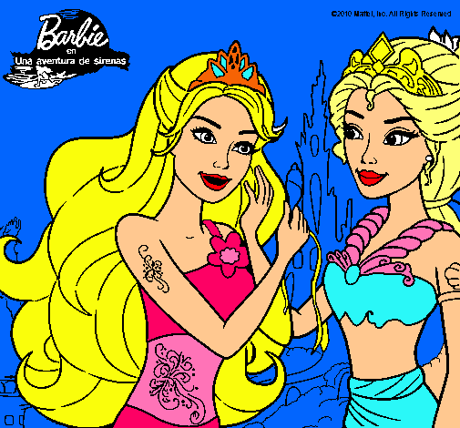 Dibujo Barbie se despiede de la reina sirena pintado por AILITA