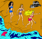 Dibujo Barbie y sus amigas en la playa pintado por leti
