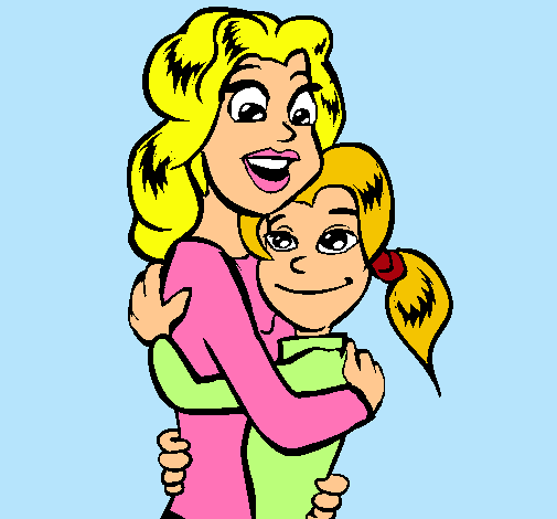 Dibujo Madre e hija abrazadas pintado por antia