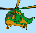 Dibujo Helicóptero al rescate pintado por guerra