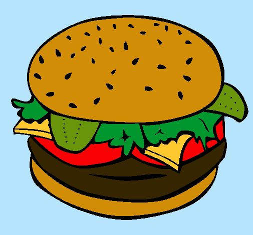 Dibujo Hamburguesa completa pintado por Quique