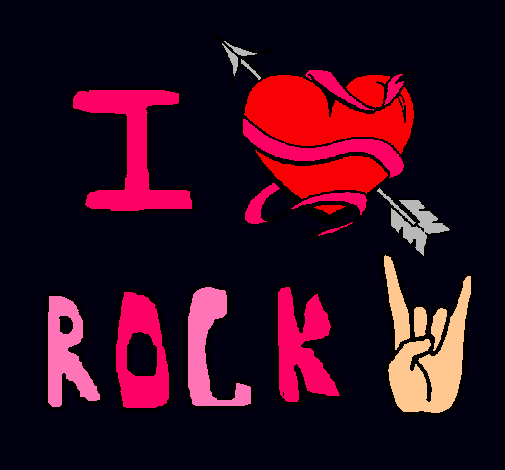 Dibujo I love rock pintado por martica